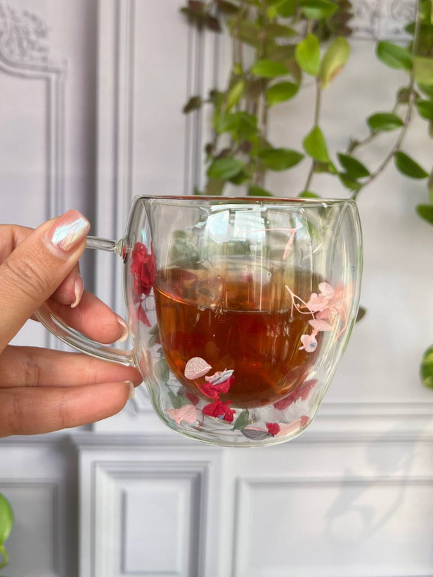 ماگ دوجداره گلدار