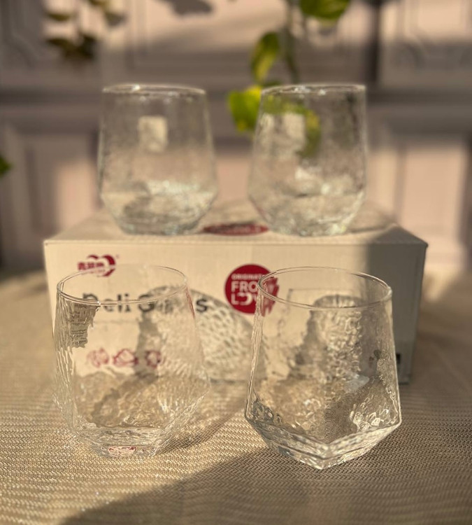 لیوان شش ضلعی طرح دار برند دلی گلس deli glass