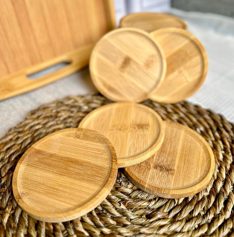 نعلبکی و زیر لیوانی بامبو گرد