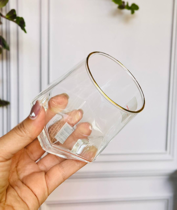 نیم لیوان لب طلایی شش ضلعی دلی Deli glass