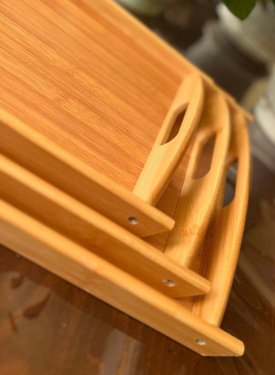 سینی بامبو مستطیل دسته دار
