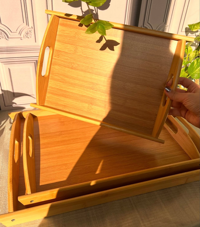 خرید سینی بامبو دسته دار