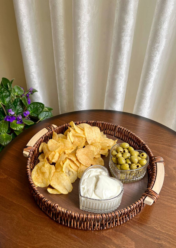 سینی حصیری گرد دسته دار