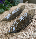 ظرف پذیرایی بلور مدل برگ لب طلا