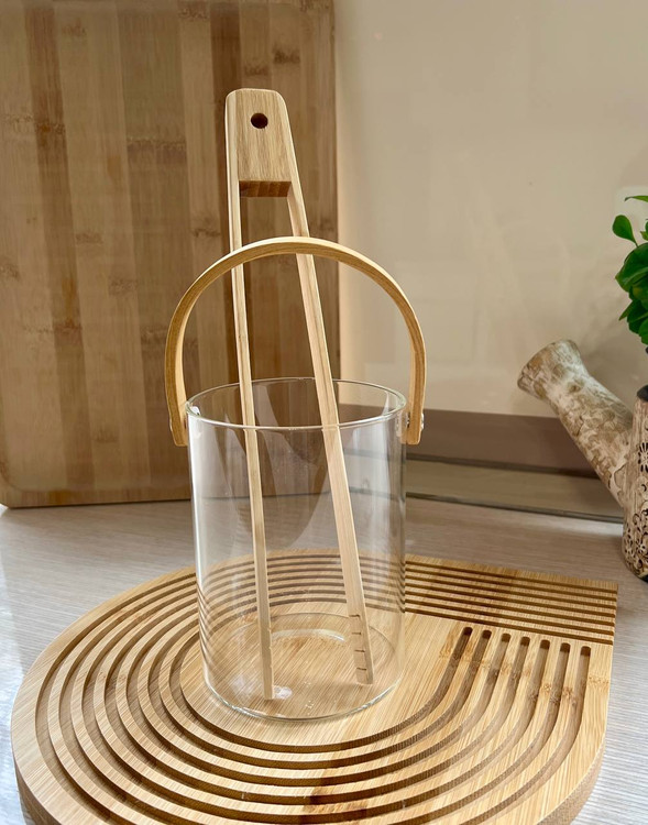 یخدان پیرکس دایره دسته بامبو