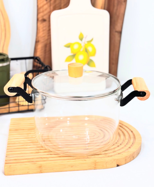 خرید قابلمه پیرکس ۴/۵ لیتر دسته بامبو