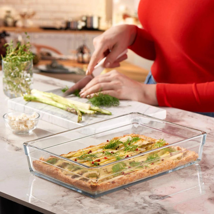 ظرف پیرکس مستطیل بورجام borcam Guzzini سایز 36*25