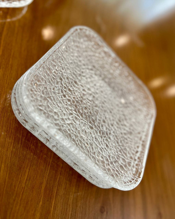 پیش دستی و بشقاب کریستال طرح یخی برند دلی گلس deli glass