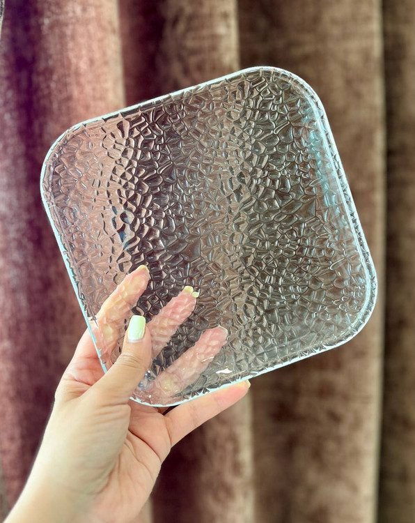 خرید پیش دستی و بشقاب کریستال طرح یخی برند دلی گلس deli glass