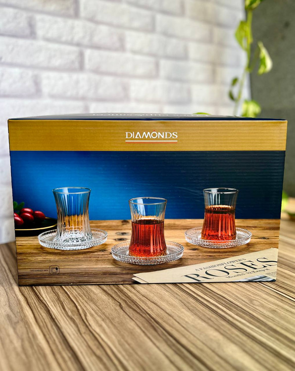 ست استکان و نعلبکی مدل الیسا برند دیاموندس diamonds