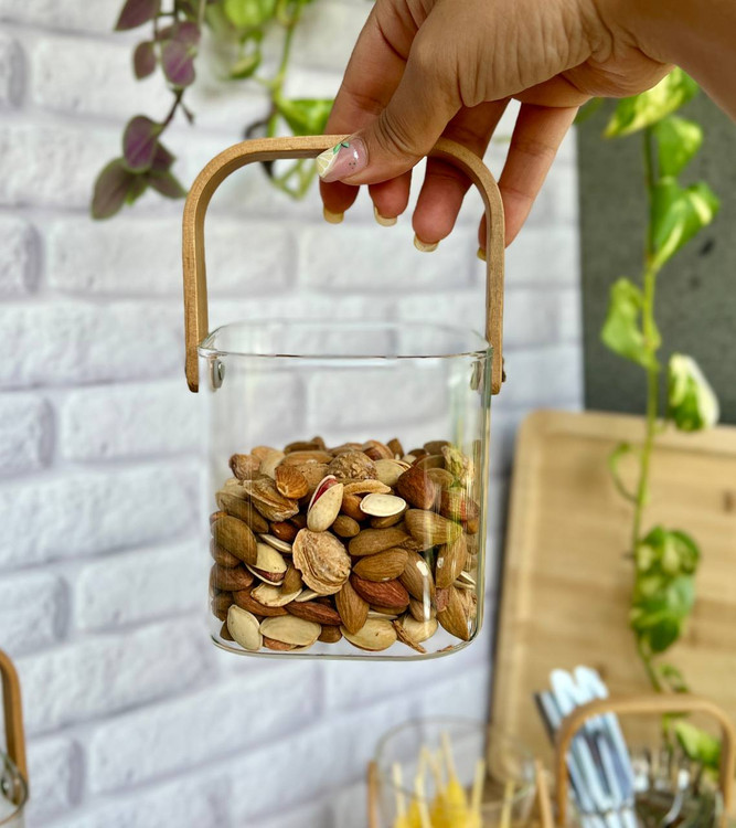 یخدان پیرکس مربع دسته بامبو