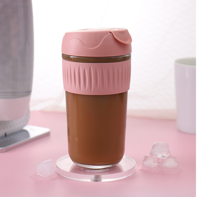 تراول ماگ شیشه ای ۵۰۰ سی سی دور سیلیکونی دو حالته