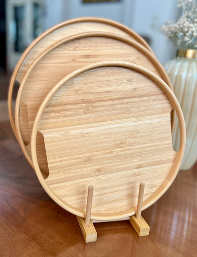 سینی گرد دسته دار بامبو