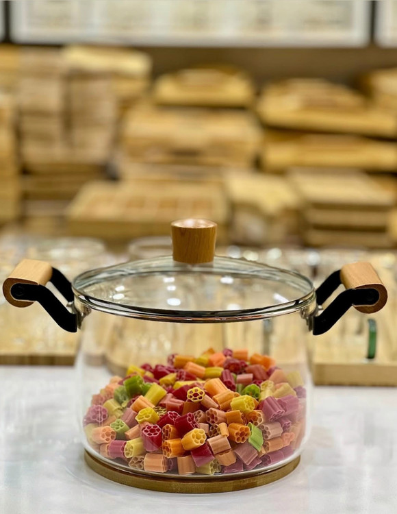 خرید قابلمه پیرکس ۴/۵ لیتری دسته بامبو