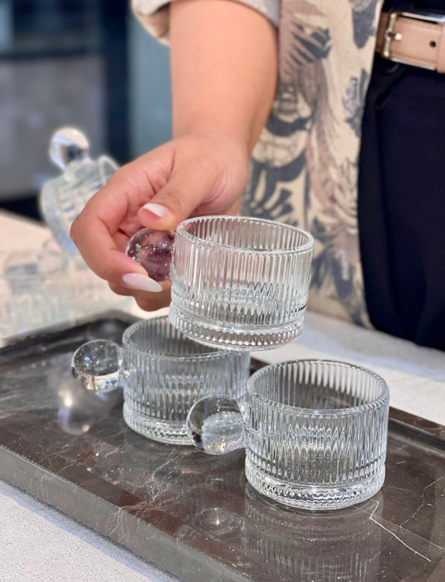 فنجان دسته توپی کریستالی دلی گلس deli glass