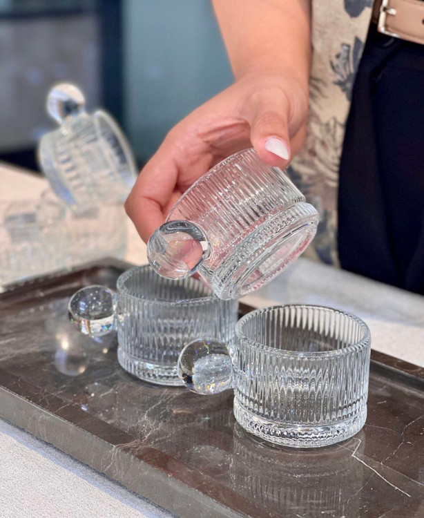 فنجان دسته توپی کریستالی دلی گلس