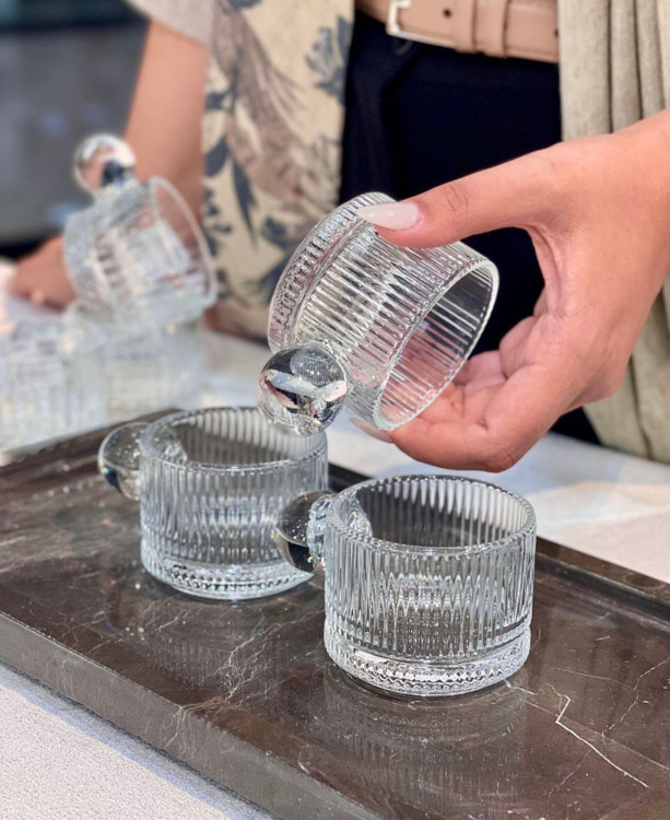 خرید فنجان دسته توپی کریستالی دلی گلس deli glass