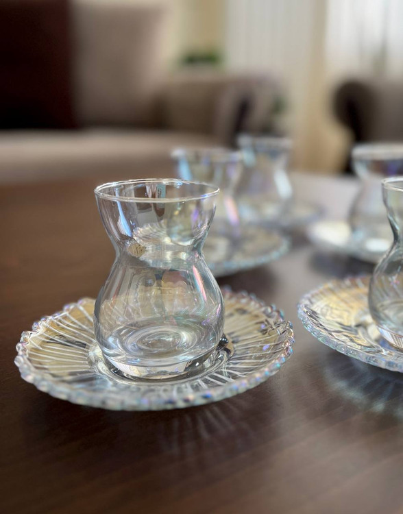 ست استکان و نعلبکی کمر باریک هولوگرامی