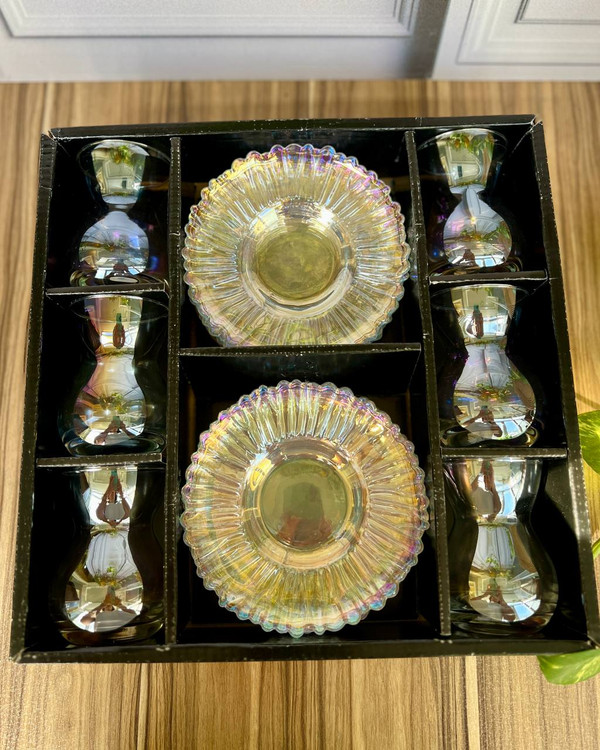 ست فنجان و نعلبکی کمر باریک هولوگرامی