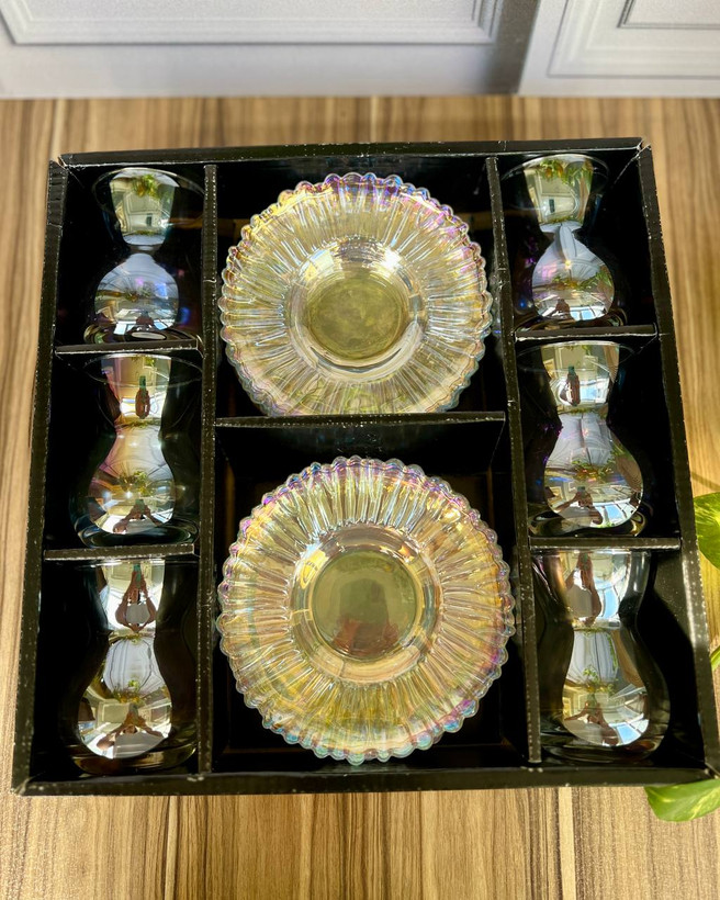 ست فنجان و نعلبکی کمر باریک هولوگرامی