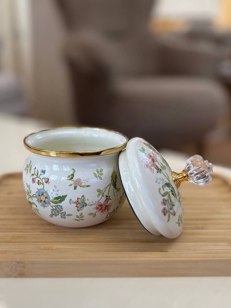 خرید قندان لعابی طرح گل در الماسی