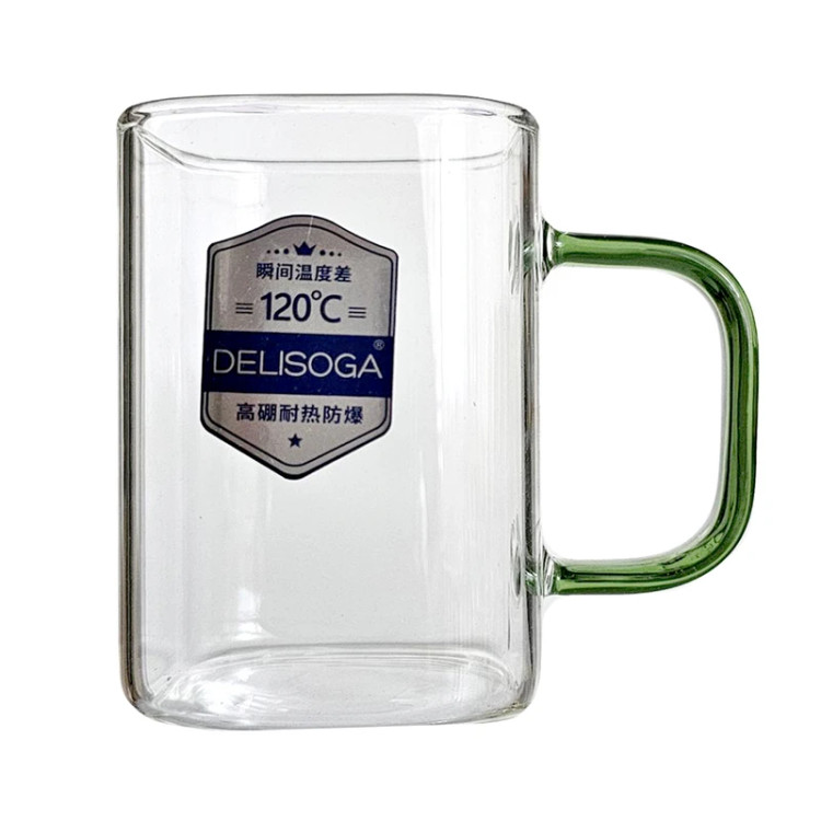 ماگ و لیوان مربع پیرکس دسته رنگی