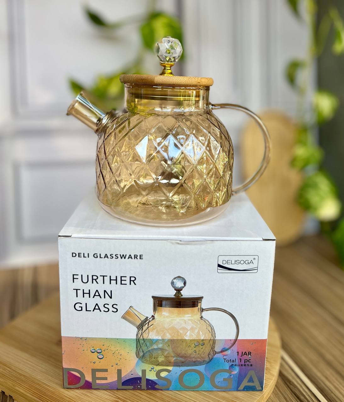 قوری شامپاینی در بامبو و الماسی برند دلی گلس