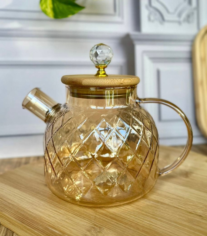 قوری شامپاینی در بامبو و الماسی برند دلی گلس deli glass