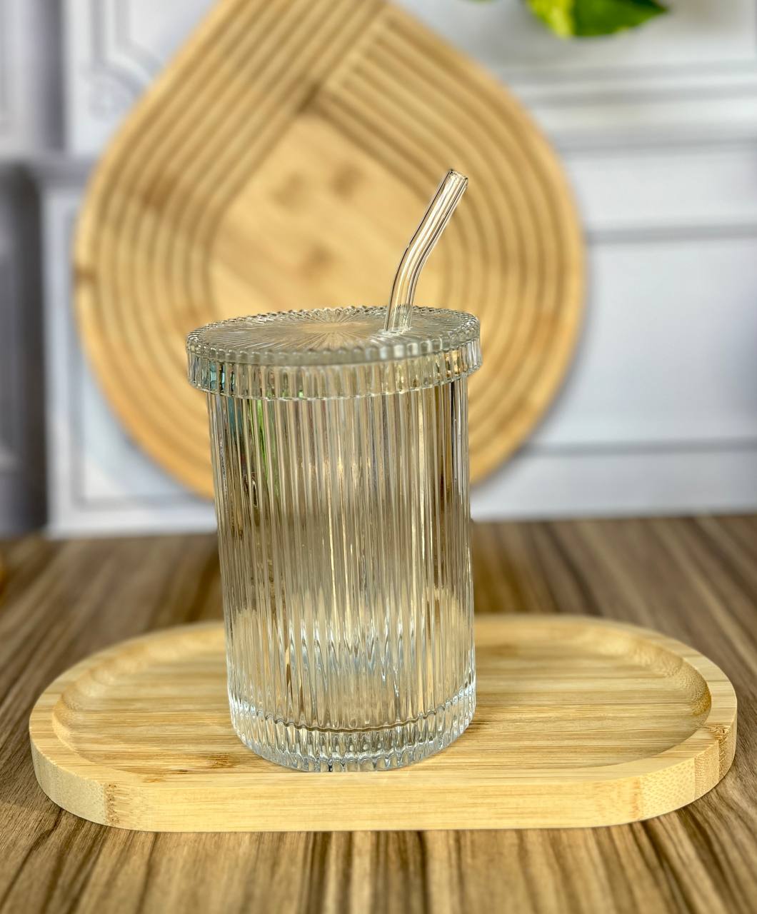 ماگ اسموتی درب دار پیرکس شیاردار و نی دار