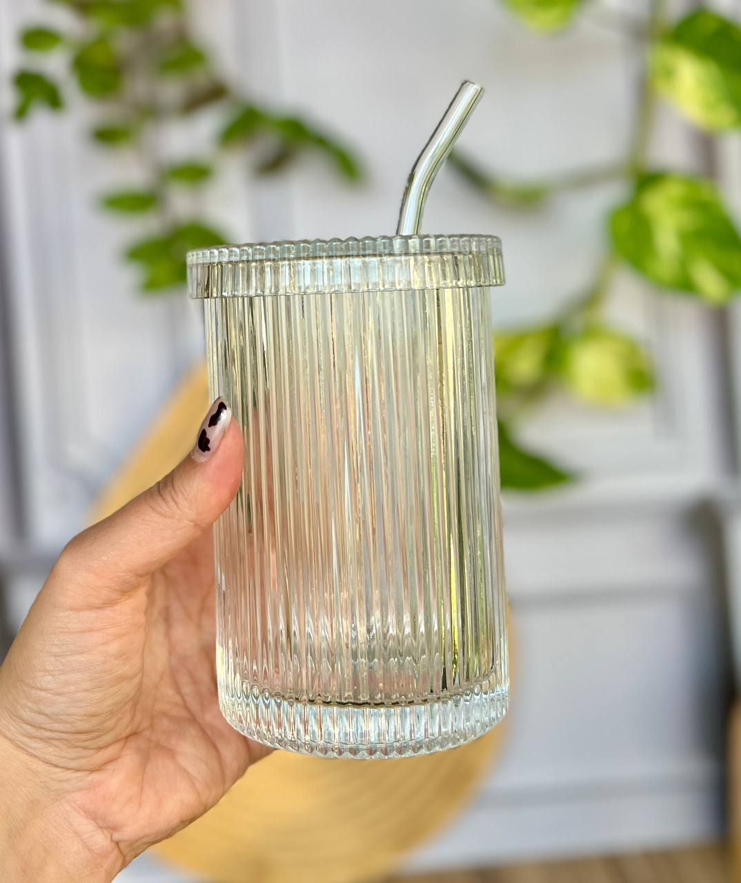 خرید ماگ اسموتی درب دار پیرکس شیاردار