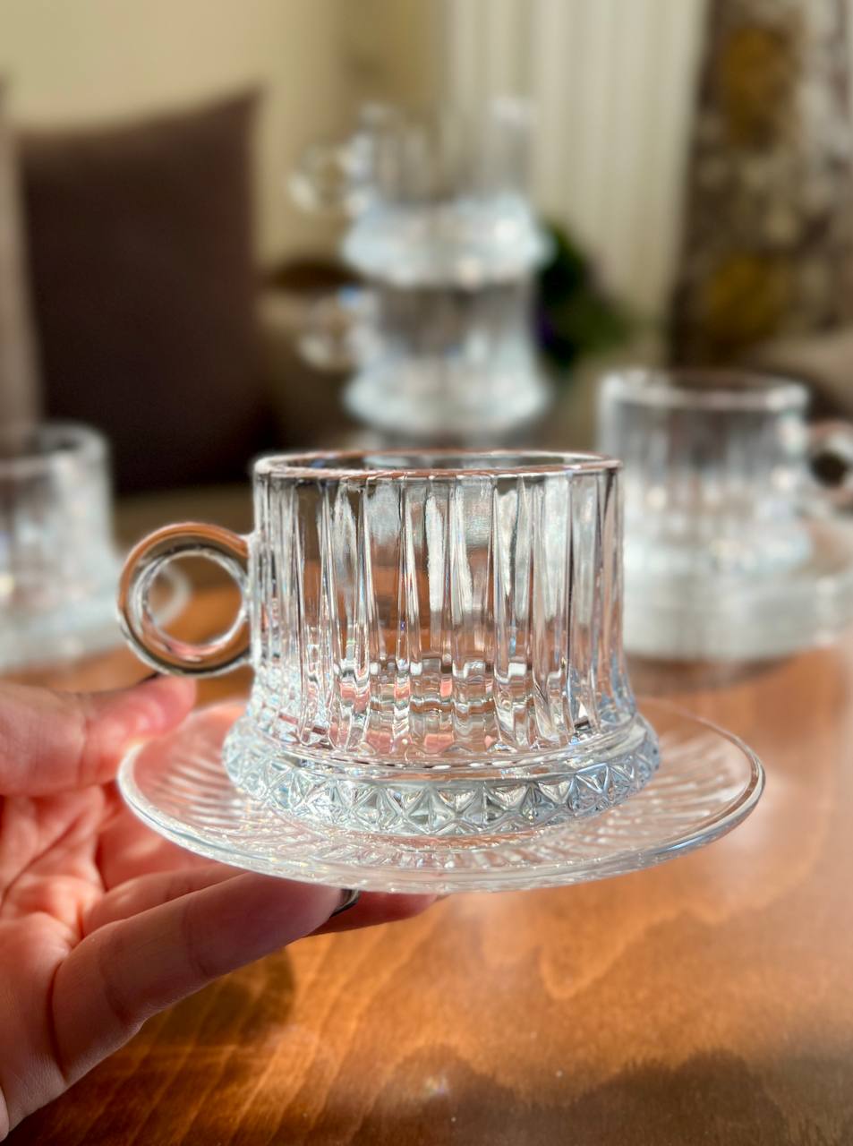 ست فنجان و نعلبکی مدل الیسا برند deli glass