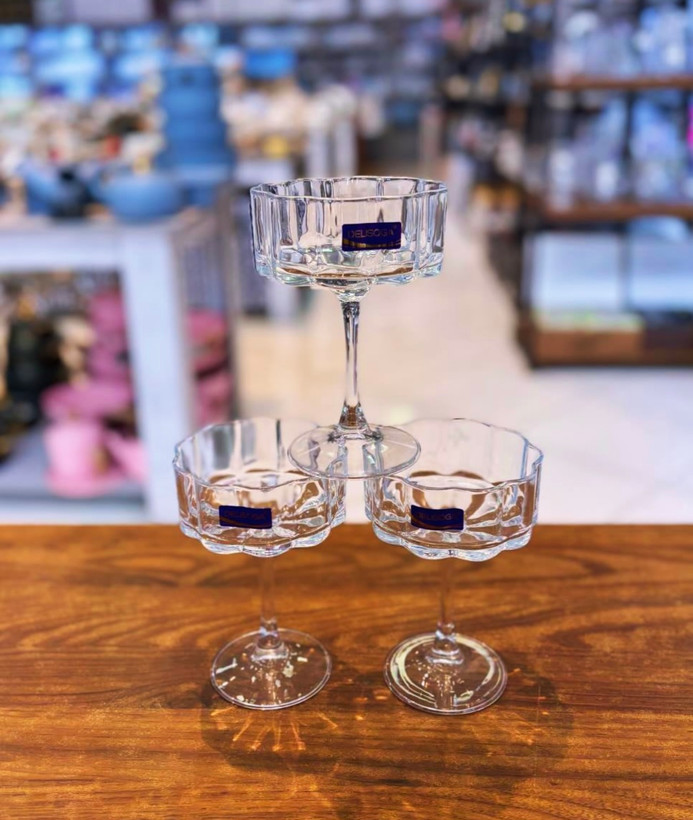 خرید بستنی خوری و دسر خوری پایه بلند مدل بلومینگ دلی گلس deli glass