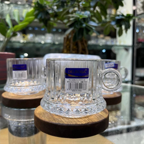 استکان و فنجان چایخوری دسته گرد مدل الیسا برند دلی گلس deli glass