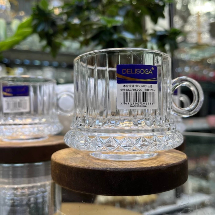 خرید استکان و فنجان چایخوری دسته گرد مدل الیسا برند دلی گلس deli glass
