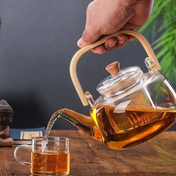 قوری دسته بامبو پیرکس شعله مستقیم