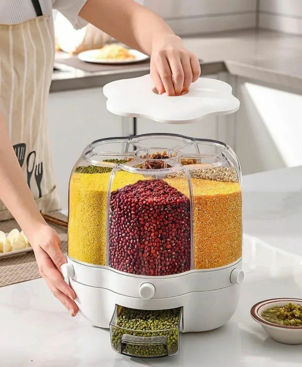 جا حبوباتی چرخان طرح گل سایز بزرگ