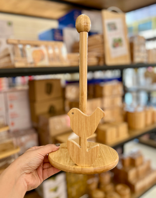 خرید جا دستمالی رولی بامبو طرح پرنده