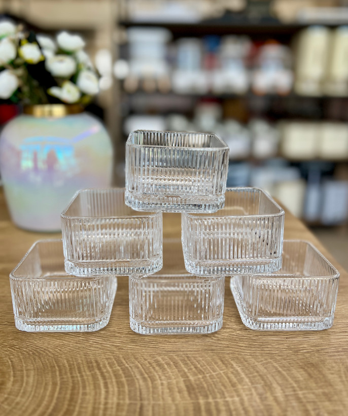 خرید پیاله و دسرخوری مربع شیاردار دلی گلس deli glass