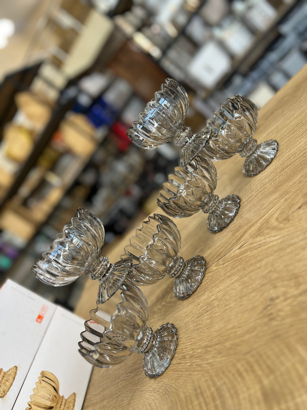 خرید دسر خوری پایه دار دودی مدل جنوا دلی گلس deli glass