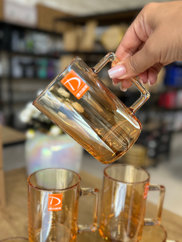 ماگ یا لیوان دسته دار شامپاینی برند deli glass