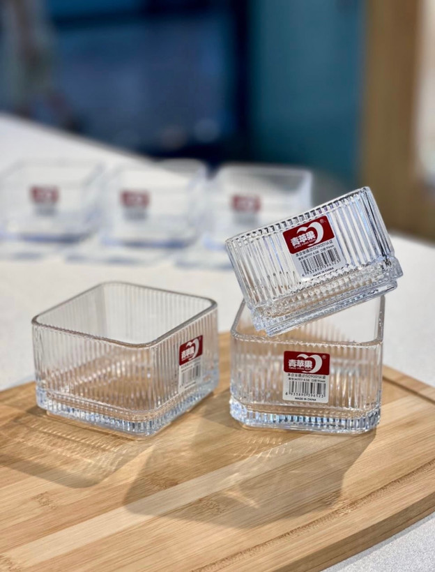 پیاله و دسرخوری مربع شیاردار دلی گلس deli glass