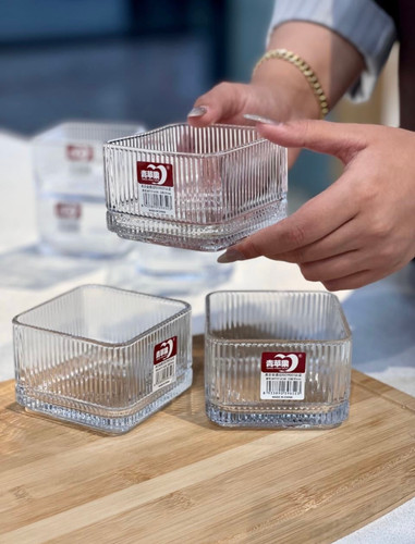 پیاله و دسرخوری مربع شیاردار دلی گلس deli glass