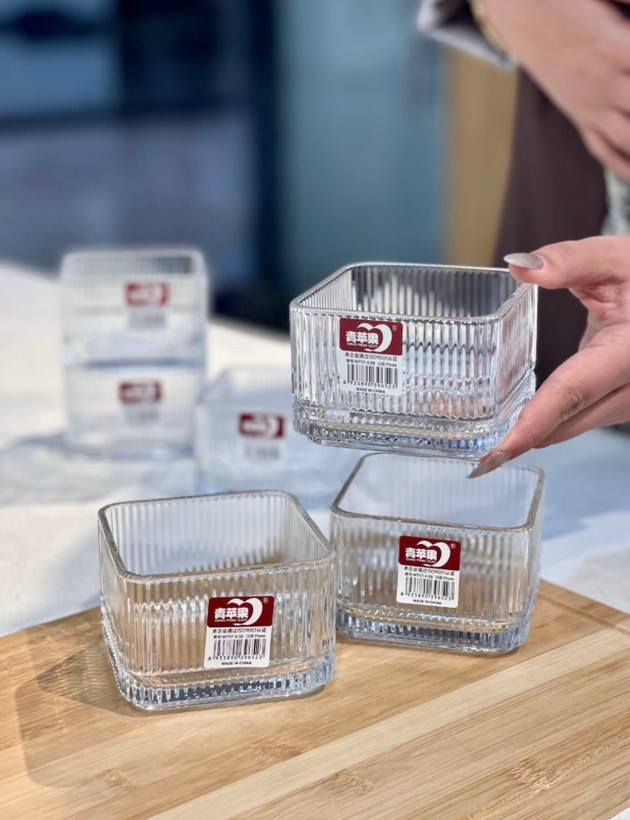 پیاله و دسرخوری مربع شیاردار دلی گلس deli glass