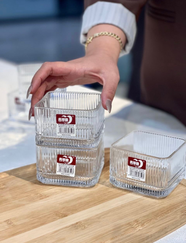 پیاله و دسرخوری مربع شیاردار دلی گلس deli glass