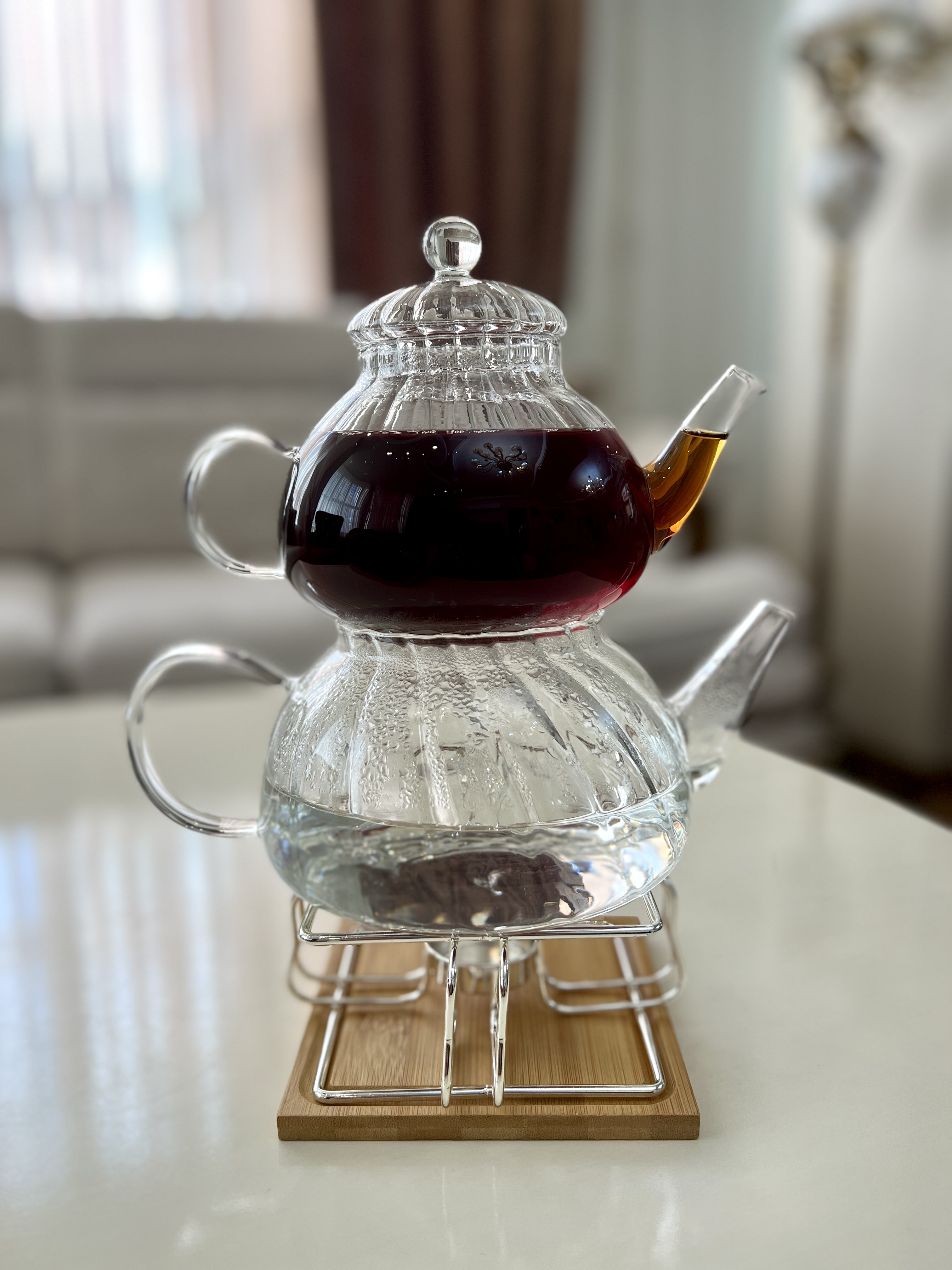 ست قوری و کتری شیاردار پیرکس