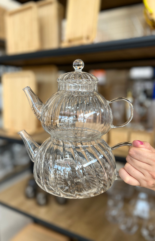 خرید ست قوری و کتری شیاردار پیرکس