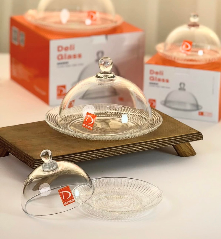 کیک خوری و ظرف درب دار برند دلی گلس deli glass