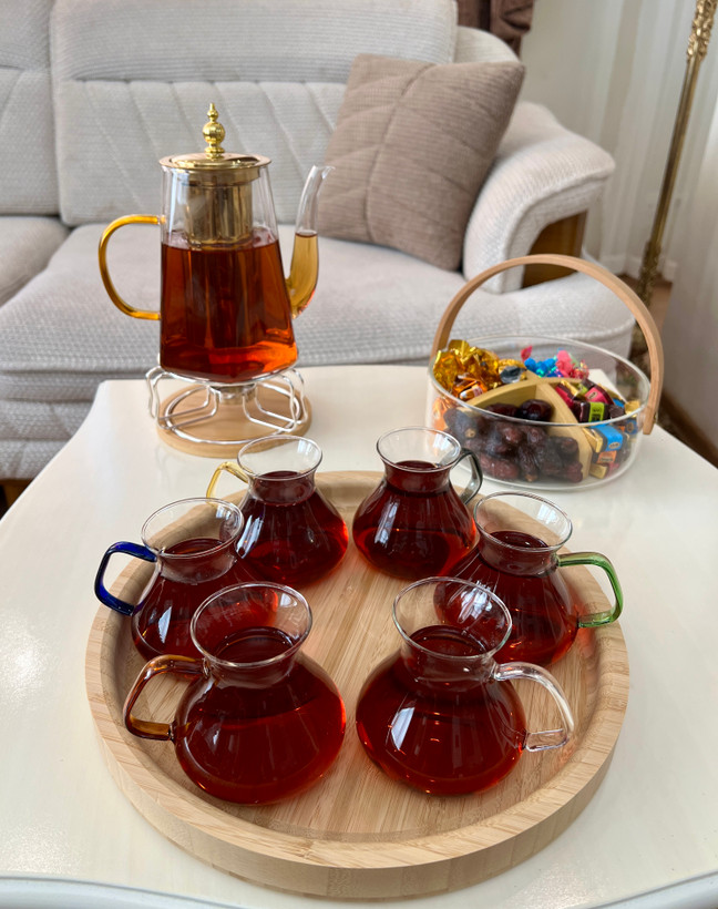 فنجان پیرکس کمر باریک دسته رنگی پروتی ترکیه