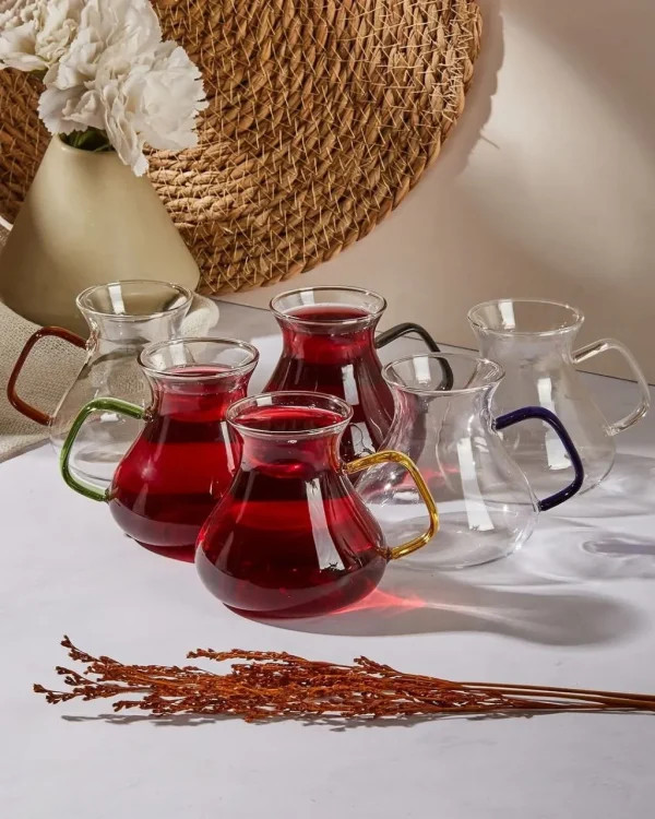 فنجان پیرکس تپلی دسته رنگی پروتی ترکیه